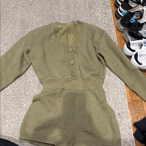 Olive Green Women's Sweater Romper